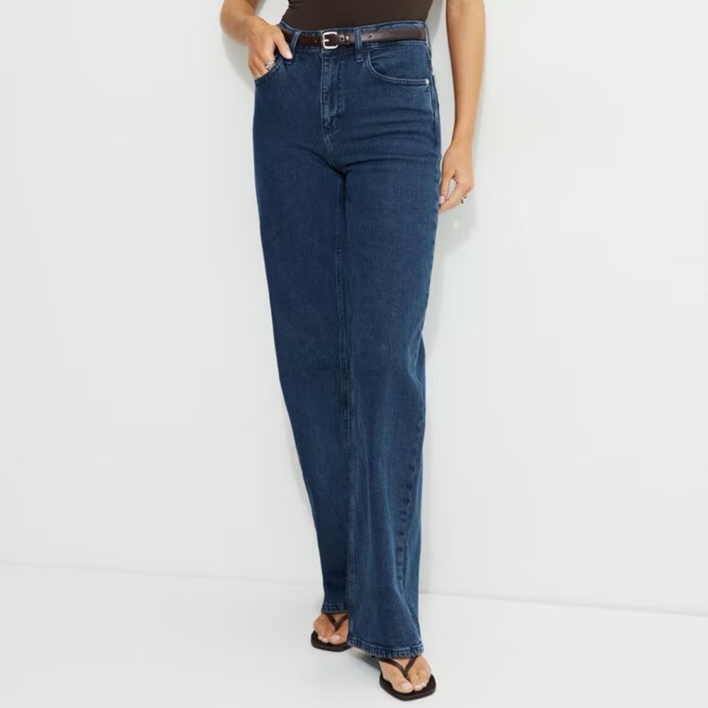 Dynamite Heidi High Rise Wide Leg Jeans in Dark Indigo